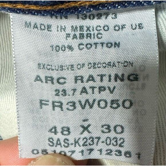 Wrangler FR HRC2 2112 Men's Straight Leg Blue Denim Jeans - Size 48x29 - Picture 8 of 8